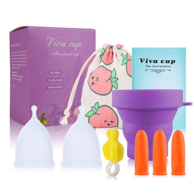 China New Design Reusable Set Copa Menstrual Organic Price Cups Wash Sterilizer silicone Menstrual Cups D-1 for sale