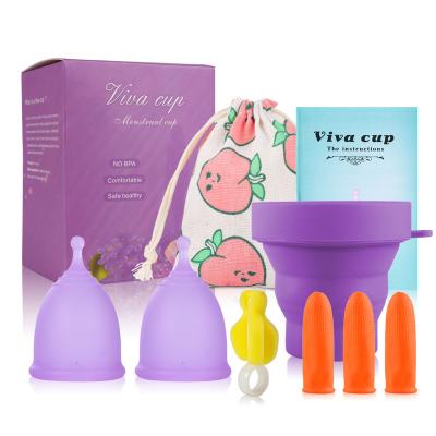 China Wholesale Soft Foldable Reusable Lady period Reusable Vaginal Medical Grade Silicone Menstrual Cup For Women with package D-1 for sale