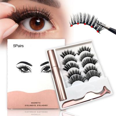 China 5 Pairs Soft Natural Glueless Natural Magnetic False Eyelashes with Makeup Tools for sale