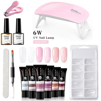 China Finger Nail+foot Nail Poly Nail Gel Kit 15ML Acryl Extension Nail Gel Nude 6 Colors With Slip Solution Stater Kit For Beginner Nail Manicure Kit for sale