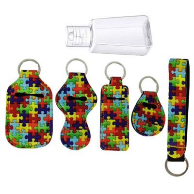 China Europe and America Key Chain Bottle Holder Wristband Lanyard Neoprene Keychain Hand Sanitizer Cases Key Ring Neoprene Hand Sanitizer Holder Bottle Holder High Quality for sale