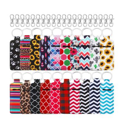 China Europe And America Bottles Holder Wholesale Lanyard Custom Logo In Stock Lip Balm Key Chain Neoprene Lip Balm Key Chain Lipstick Holder Lanyard Holder Bracelet main chain for sale