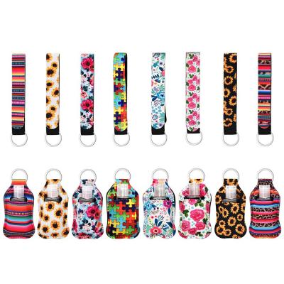 China Europe And America Bottles Holder Lanyard Ready To Ship Cheap Series Lip Balm Stick Bracelet Sanitizer Bottled Sensitive Holder Keychains for sale