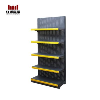 China Hong He Customized Supermarket Shelves Single Sided Gondola Shelving Single Shelf Display Rack For Store for sale