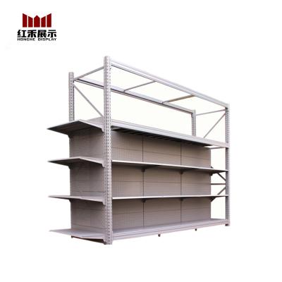 China Supermarket Double Sided Heavy Duty Shelves Hong He Mental Display Rack Gondola Shelf for sale