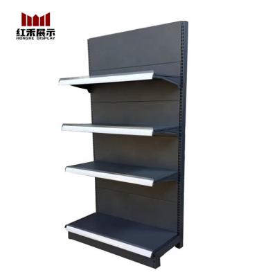 China Hong He Factory Custom Grocery Gondola Pharmacy Double Sided Supermarket Shelves Rack Shelf for sale