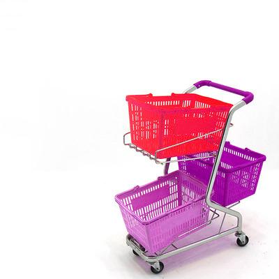 China Three Basket Trolley Strong Shopping Trolley Used With Plastic Baskets for sale