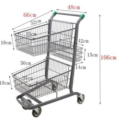 China Used Strong Basket Hand Trolley Shopping Trolley With Colorful Plastic Baskets for sale