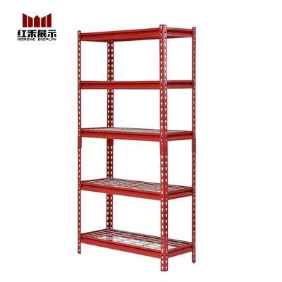 China Corrosion Protection Red Hong He 5-Tier Rivet Shelf Muscle Rack Boltless Shelving for sale