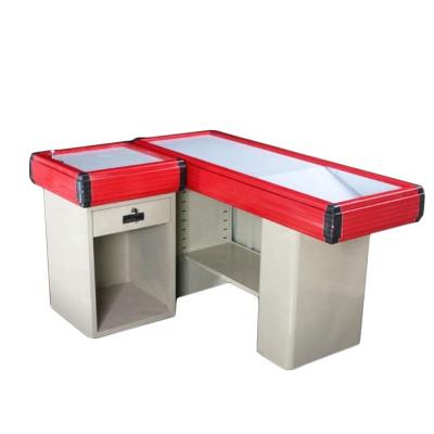 China Multifunction Steel+ Stainless Steel Supermarket Checkout Counter And Wholesale Cash Desk / Retail Store for sale