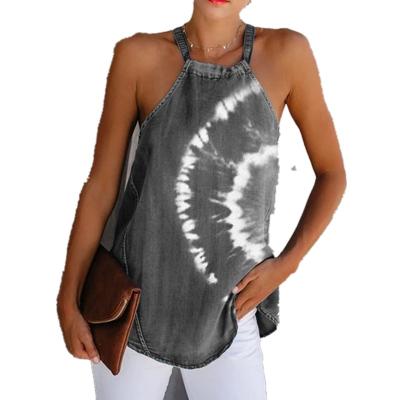 China QUICK DRY Women Summer Tie Dye Beach Tops For Women Halter Tie Dye Sleeveless Shirt for sale