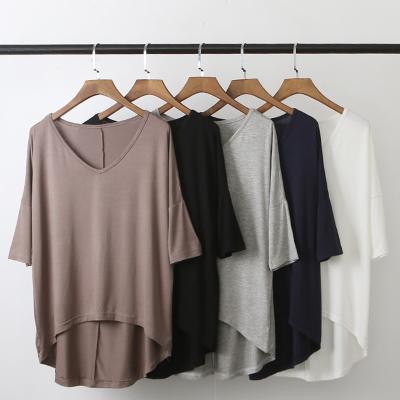 China Korea Classic Modal QUICK DRY Basic V-neck Basic Shirt Women's T-shirts for sale