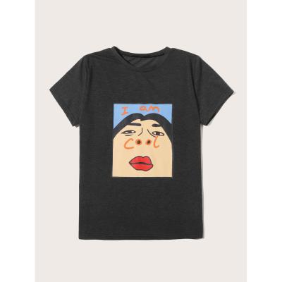 China Anti-pilling ladies slim fit women's funny t-shirts cheap blouse with multiple color options cartoon for sale