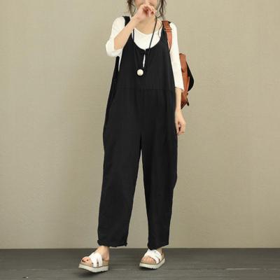 China Breathable Loose Womens Overalls Solid Color Womens Overalls Vintage Top Side Pockets Overalls Classics for sale