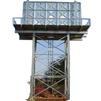 中国 View piece 10000 liter gallon black steel storage tank with galvanized steel structure water tank tower for sale 販売のため