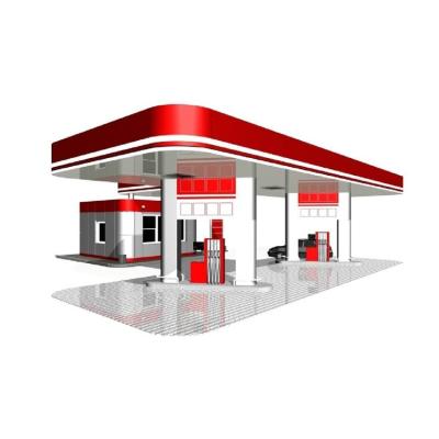 중국 House Gas Station Space Frame Fuel Petrol Gas Steel Fabricated Mobile Filling Station 판매용