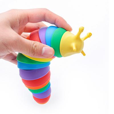 China Hot PP Tiktok fidgety person slug Jointing Stim Toy Limax bubble Simulation Wriggle Worm Squishy twist snail push slug fidgety person toy for sale