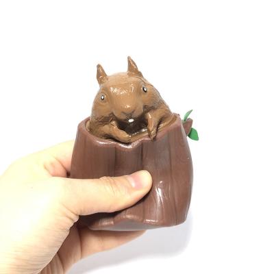 China Eco-Friendly Worry Relief PVC Squirrel Relaxation Magic Sensory Toy for Autism Stretch Animal Squeeze Out of Squirrel Cup Restless Person Toy for sale