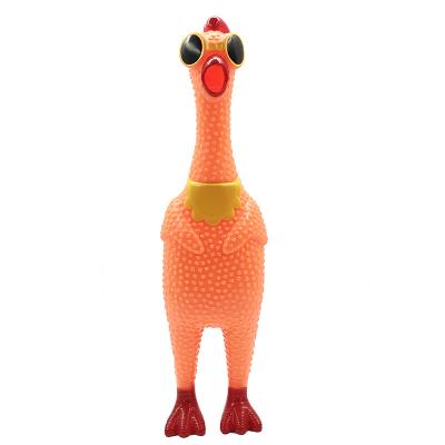 China Toy Rubber Squawking Chicken Stress Relief Toy 8.6*6.5*34cm Squeeze Chicken Toy Novelty Cartoon Screaming Shrilling Anti-Anxiety Depression for sale