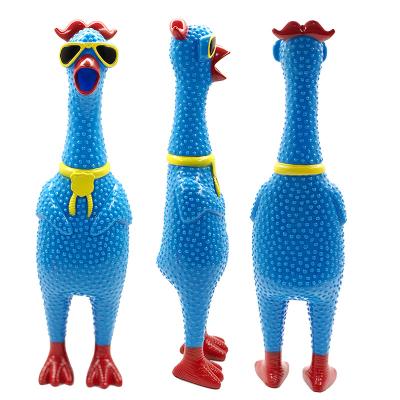 China Chicken Person Novelty Instrument For Dogs Chicken Shrilling Squeaking Noise Screaming Screaming Squealing Rubber Chicken Pet Toy 8.6*6.5*34cm for sale