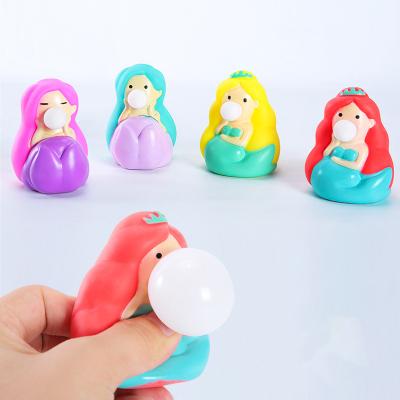 China New Design CXL Vinyl +TPR Shape Vinyl TPR Squeeze Relief Stress Relief Toy Animal Spindle Mermaid Dinosaur Duck Bubbles Blowing for sale