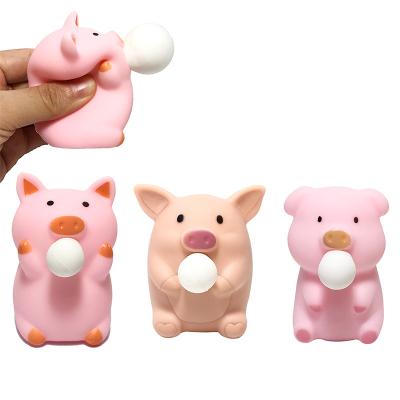 China 2022 Hot Selling Vinyl +TPR Amazon Squishy Toys Spit Bubble Squeeze Duck Dinosaur Piggy Set Blow Bubble Toy For Kids for sale