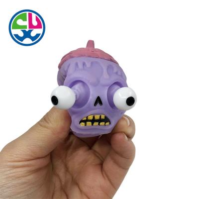 China Stress Relieve Hot Selling Halloween Eye Doll Duct Squeeze Eyes Exhale Weird Noise Zombie Squishy Eye Key Chain Toy for sale