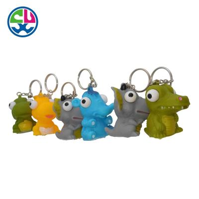 China Stress To Relieve Hot Sale Novelty PVC Promotion Gifts Squeeze Noise Eyes Key Chain Toy Eye Popping Out Dinosaur Animals Toys for sale