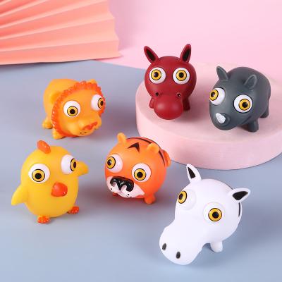 China Stress Relieve Popular PVC Animal Zoo To Relieve To Stress Squeeze Jumping Toys For Kids And Adult Sounds Eyes Busy Person Toys for sale