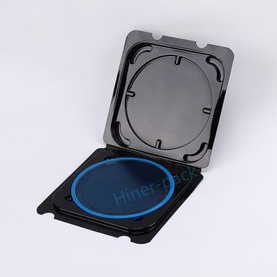 China Clamshell Silicon Wafer Box Transparent Black With Hoop Ring ROHS Compliant for sale