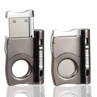 China Deluxe single blade cigar cutter two punch combination offers a straight cut for cigars up to 21 mm and 7mm for sale