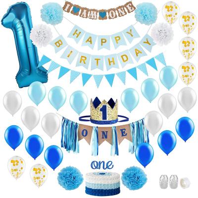 China Promotional Hot Sale Toy 40 Inch Blue Number Foil Balloon Set Child Birthday Party Decoration Bllooons 1 Year Set for sale