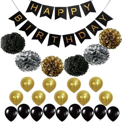 China Promotional Toy Amazon Birthday Party Background Wall Balloon Decoration Black Flag Paper Flower Ball Balloon Set Hot-selling for sale