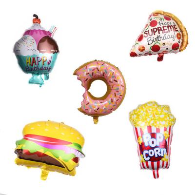 China Promotional Toy Food Helium Foil Balloon Hot Dog Popcorn Donut Burger Balloons for sale