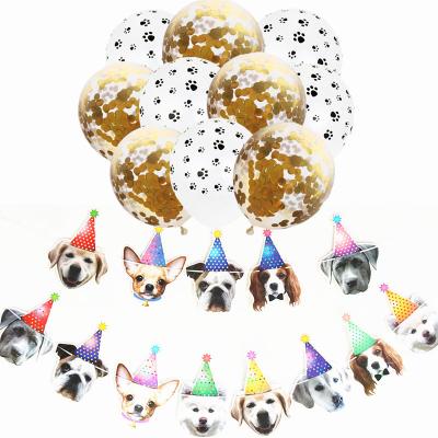 China Pet Foot Printed Balloon Dog Strip Party Supplies Hanging Hanging Dogs Pull Flag Decoration for sale