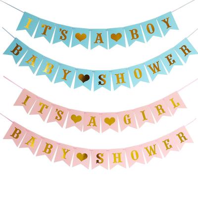 China Wholesale Baby Shower Party Tail Flag Decor It's a Boy or Girl Banner for sale