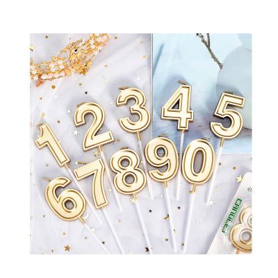 China The three-dimensional tyrant number 0-9 party decoration the gold cake decoration birthday cake baking candles for sale