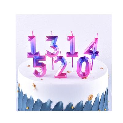 China The colorful gradient party decoration number 0-9 cake decoration birthday cake baking candles for sale