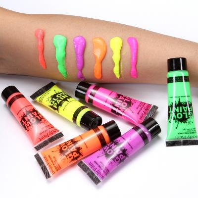 China Eco-Friendly Material Acrylic Fluorescent Art Paint Set Super Bright Hand Painted Glow Paint For Car Body Paint Party Supplies for sale