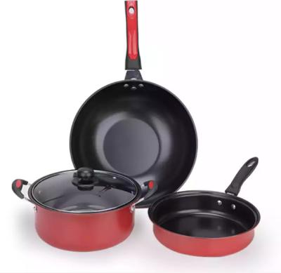 China Sustainable 4pcs Carbon Steel Cookware Set Colorful Nonstick Kitchenware Best Selling for sale