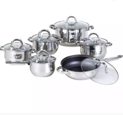 China Sustainable 12 Pcs Stainless Steel Pots And Pans Set Nonstick Cookware Sets Selling Best for sale