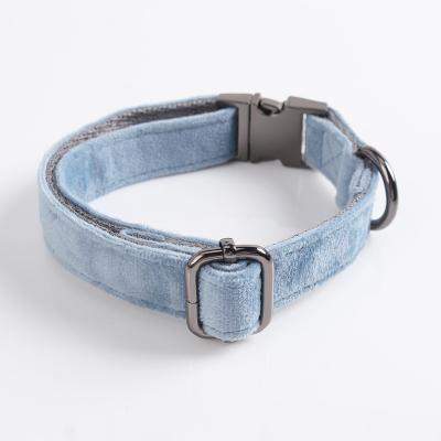 China Personalized Light Blue Thick Furry Pet Collar Can Be Engraved Metal Buckle Cat Dog Collar Collar With Leash Pet Supplies for sale