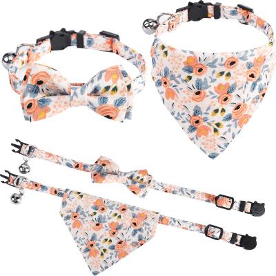 China Classic Plaid Stocked Cat Collar Adjustable Cute Bow Tie Bandana with Loose Buckle and Scarf for Small Pets Pet Supplies for sale