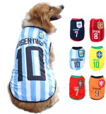 China Stocked Qatar World Cup Soccer Clothes For Pet Sports Soccer World Cup Dog Vest Custom World Cup Mesh Cat Soccer Basketball Vest for sale