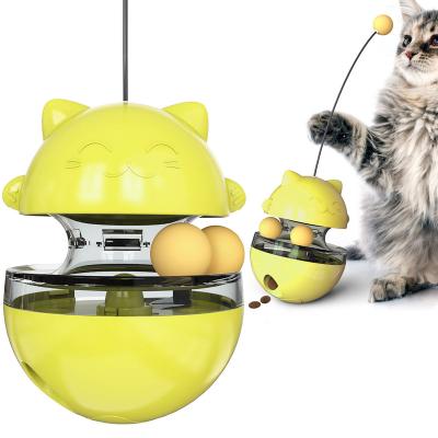 China Stocked Pet Tumbler Feeder Ball Toys Cat Rod Toy Wheel Sliding Fun Car Cat Toy Pet Balancing Supplies for sale