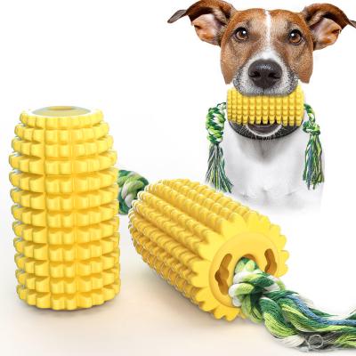 China Stocked Stick Toy Pet Teeth Grinding Brushing Corn Dog Toy Pet Toothbrush Teeth Cleaning Chewing Stick with Rope Leash Pet Supplies for sale