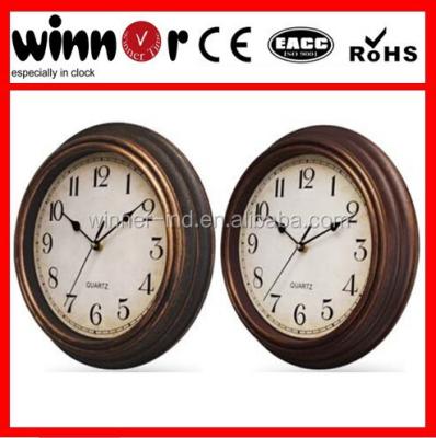 China plastic body 12 inch plastic antique arabic quartz wall clock/roman numerals 6168 for sale