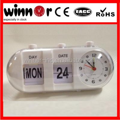 China Other Day Date Plastic Flip Clock Calendar Table Alarm Shake Clock for sale