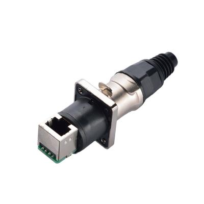 China Jnicon RJ45 Ethernet 90 Degree Ethernet Dual Ports Waterproof Connector IP65 for sale