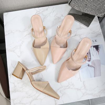 China Fashion Trend Summer Style New Led Comfortable Toe Chunky Heel Sandal Ankle Strap Low Heel Sandals For Women And Ladies for sale